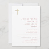 Minimalistisch modern Gold Cross-Baptisme Kaart (Voorkant)