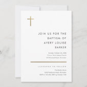 Minimalistisch modern Gold Cross-Baptisme Kaart (Voorkant)