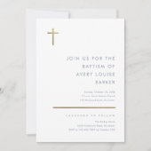 Minimalistisch modern Gold Cross-Baptisme Kaart (Voorkant)