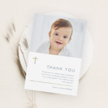 Minimalistisch modern Gold Cross Photo Baptisme