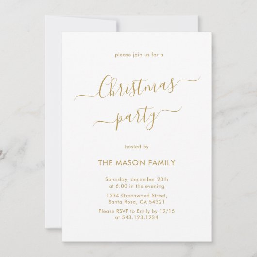 Minimalistisch Modern Gold Script Kerstfeest Kaart (Voorkant)