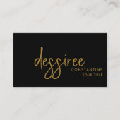 Minimalistisch Modern Gold Script Zwart Visitekaartje (Voorkant)