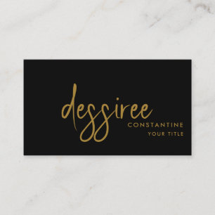 Minimalistisch Modern Gold Script Zwart Visitekaartje