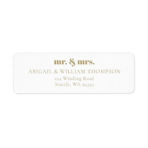 Minimalistisch modern Gold Wedding Return-adres Etiket