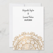 Minimalistisch Modern Golden Luxury Mandala Weddin Kaart (Achterkant)