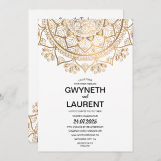 Minimalistisch Modern Golden Luxury Mandala Weddin Kaart