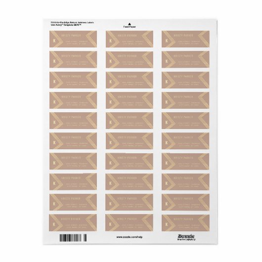 Minimalistisch modern goud geometrisch monogram etiket (Full Sheet)