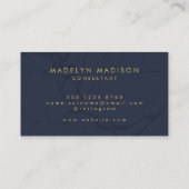 Minimalistisch modern goudblauw visitekaartje (Achterkant)