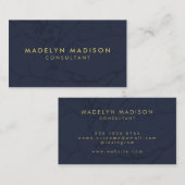 Minimalistisch modern goudblauw visitekaartje (Voorkant / Achterkant)