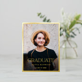 Minimalistisch modern gouden Afstuderen Folie Uitnodiging Briefkaart (Staand Voorkant)