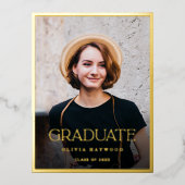 Minimalistisch modern gouden Afstuderen Folie Uitnodiging Briefkaart (Voorkant)