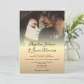 Minimalistisch modern goudfotohuwelijk kaart (Staand voorkant)