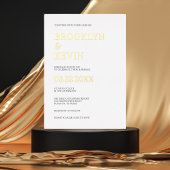 Minimalistisch modern goudhuwelijk | QR-code Folie Uitnodiging