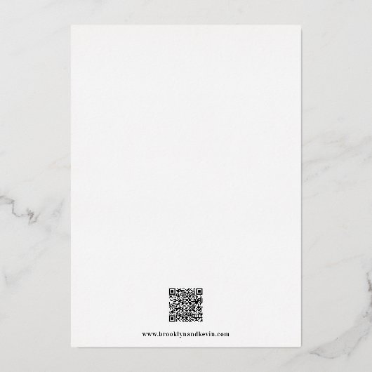Minimalistisch modern goudhuwelijk | QR-code Folie Uitnodiging (Achterkant)