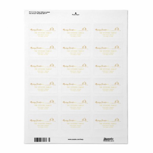 Minimalistisch modern goudschrift Vrolijk kerstfee Etiket (Full Sheet)