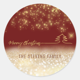 Minimalistisch modern goudschrift Vrolijk kerstfee Ronde Sticker