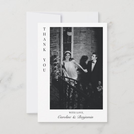 Minimalistisch modern grafisch aangepast fotohuwel bedankkaart (Voorkant)