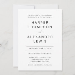 Minimalistisch modern grafisch huwelijk kaart