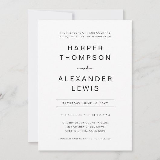 Minimalistisch modern grafisch huwelijk kaart (Voorkant)