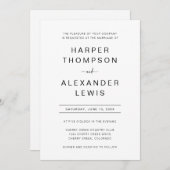 Minimalistisch modern grafisch huwelijk kaart (Voorkant / Achterkant)