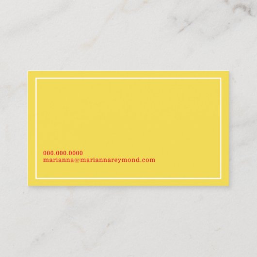 Minimalistisch & modern, grafisch ontwerper geel visitekaartje (Achterkant)