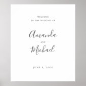 Minimalistisch Modern Gray & White Wedding Welkom Poster (Voorkant)