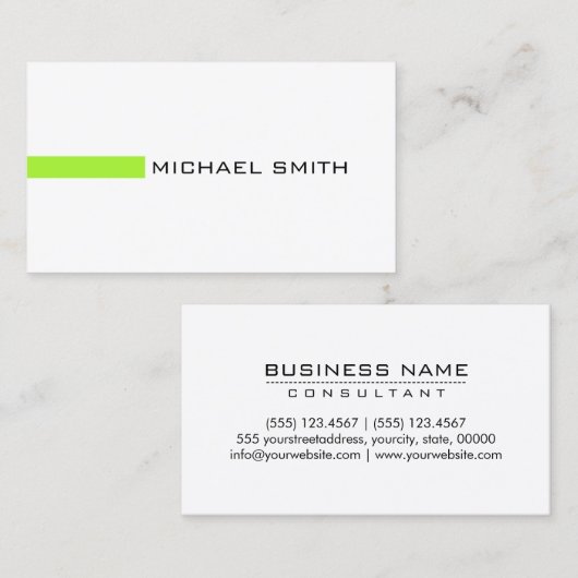 Minimalistisch Modern Green Lizard Elegant White Visitekaartje (Voorkant / Achterkant)