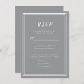 Minimalistisch modern grijs kleurig RSVP-menu (Voorkant / Achterkant)