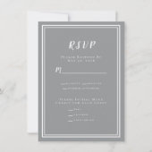 Minimalistisch modern grijs kleurig RSVP-menu (Voorkant)