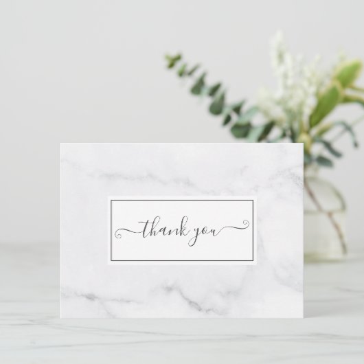 Minimalistisch Modern Grijs Marmer Script Bedankkaart (Staand voorkant)