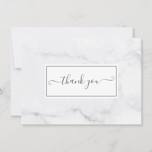 Minimalistisch Modern Grijs Marmer Script Bedankkaart (Voorkant)