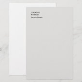 Minimalistisch modern grijs platina briefpapier (Voorkant / Achterkant)
