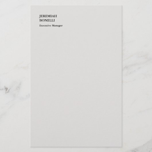 Minimalistisch modern grijs platina briefpapier (Voorkant)