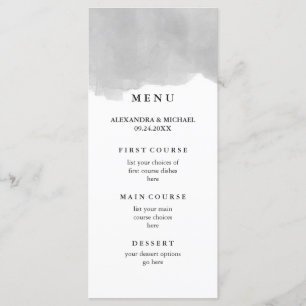 Minimalistisch modern grijs Waterverf bruiloft men Menu