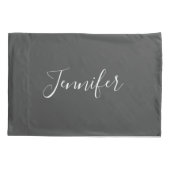 Minimalistisch Modern Grijs Wit Chic Script Monogr Kussensloop (Achterkant)