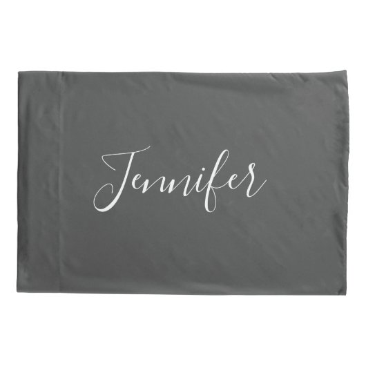 Minimalistisch Modern Grijs Wit Chic Script Monogr Kussensloop (Achterkant)