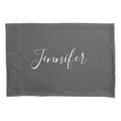 Minimalistisch Modern Grijs Wit Chic Script Monogr Kussensloop (Voorkant)