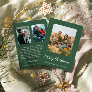 Minimalistisch Modern Groen 3 Foto Kerstnieuws Feestdagenkaart