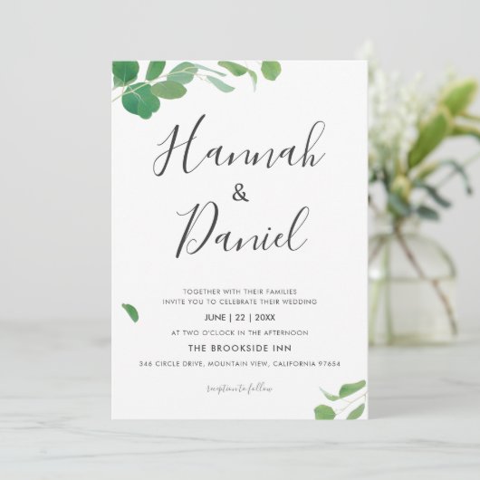 Minimalistisch modern groen biedt aangepaste bruil kaart (Staand voorkant)