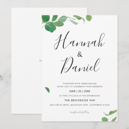 Minimalistisch modern groen biedt aangepaste bruil kaart (Voorkant / Achterkant)