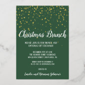 Minimalistisch Modern|Groen Kerstbrunch Goud Folie Uitnodiging (Voorkant)