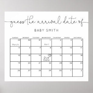 Minimalistisch Modern Guess Baby Vervaldatum Kalen Poster