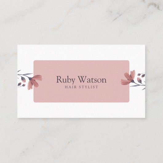 Minimalistisch Modern Haarstylist Blush Roze Bloem Klantenkaartje (Achterkant)