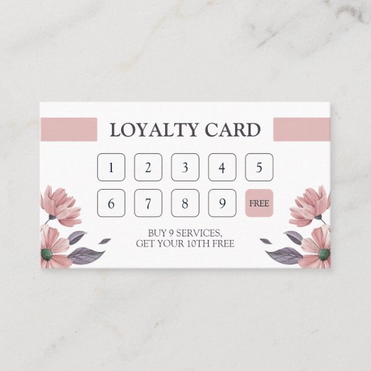 Minimalistisch Modern Haarstylist Blush Roze Bloem Klantenkaartje (Voorkant)