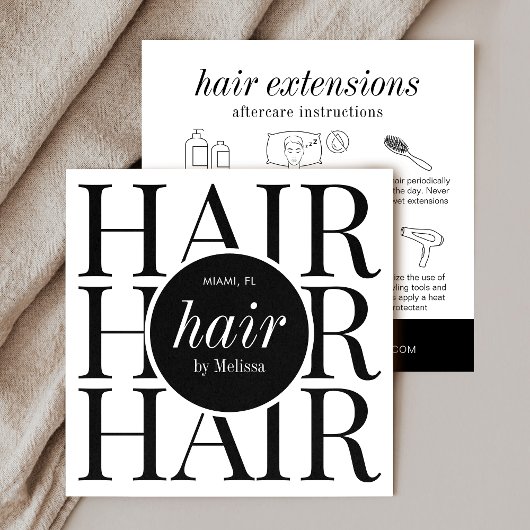 Minimalistisch Modern Haarstylist Hair Extensions  Vierkante Visitekaartje