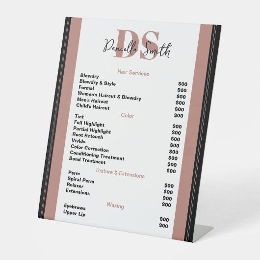 Minimalistisch modern Haarstylist Reclamebord Met Voetstuk (Voorkant)