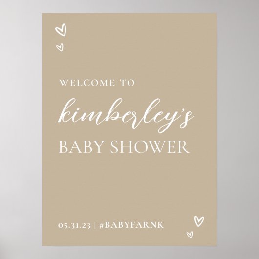 Minimalistisch modern Hallo Baby shower WelkomstPo Poster (Voorkant)