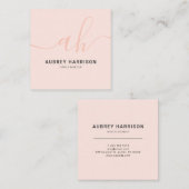 Minimalistisch modern handgeschreven monogram vierkante visitekaartje (Voorkant / Achterkant)