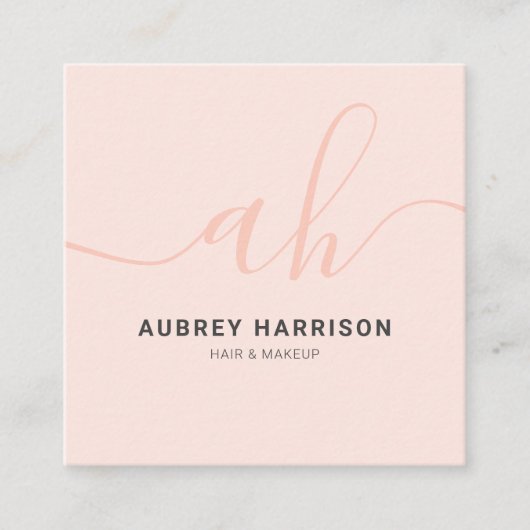 Minimalistisch modern handgeschreven monogram vierkante visitekaartje (Voorkant)