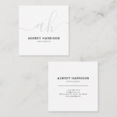 Minimalistisch modern handgeschreven monogram vierkante visitekaartje (Voorkant / Achterkant)
